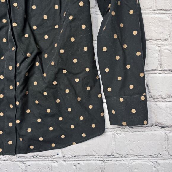 Chicos Black Gold Polka Dots No Iron 100% Cotton Blouse Size 00P (Size 0/2P) - Picture 6 of 12
